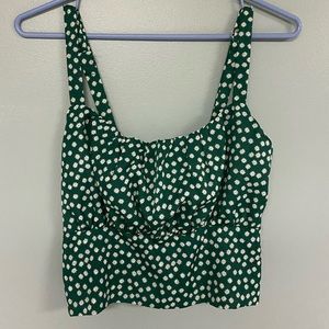 Green Cropped tank top with Rusche